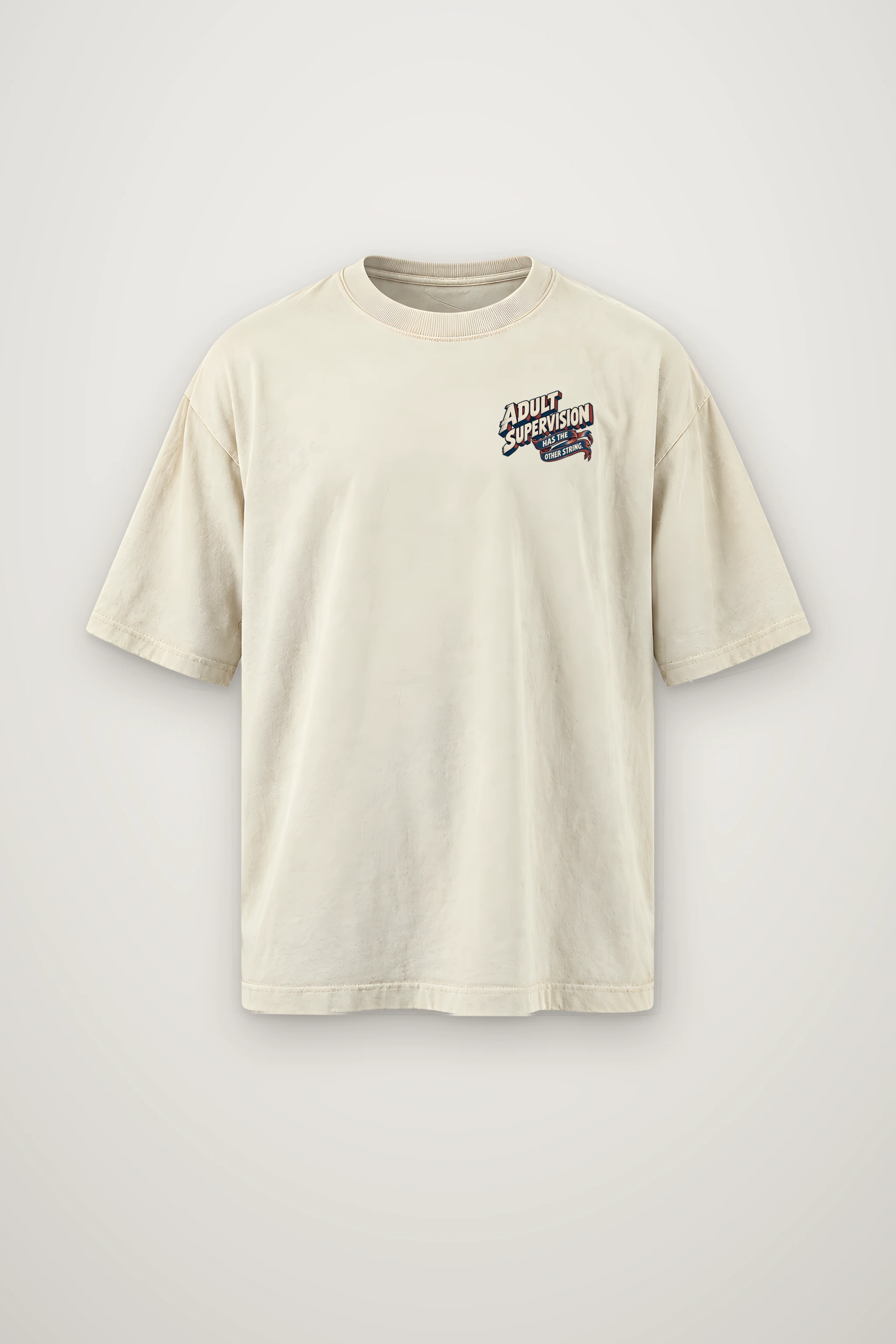 "Adult Supervision Has the Other String" Men's Oversized Heavyweight Crewneck T-Shirt