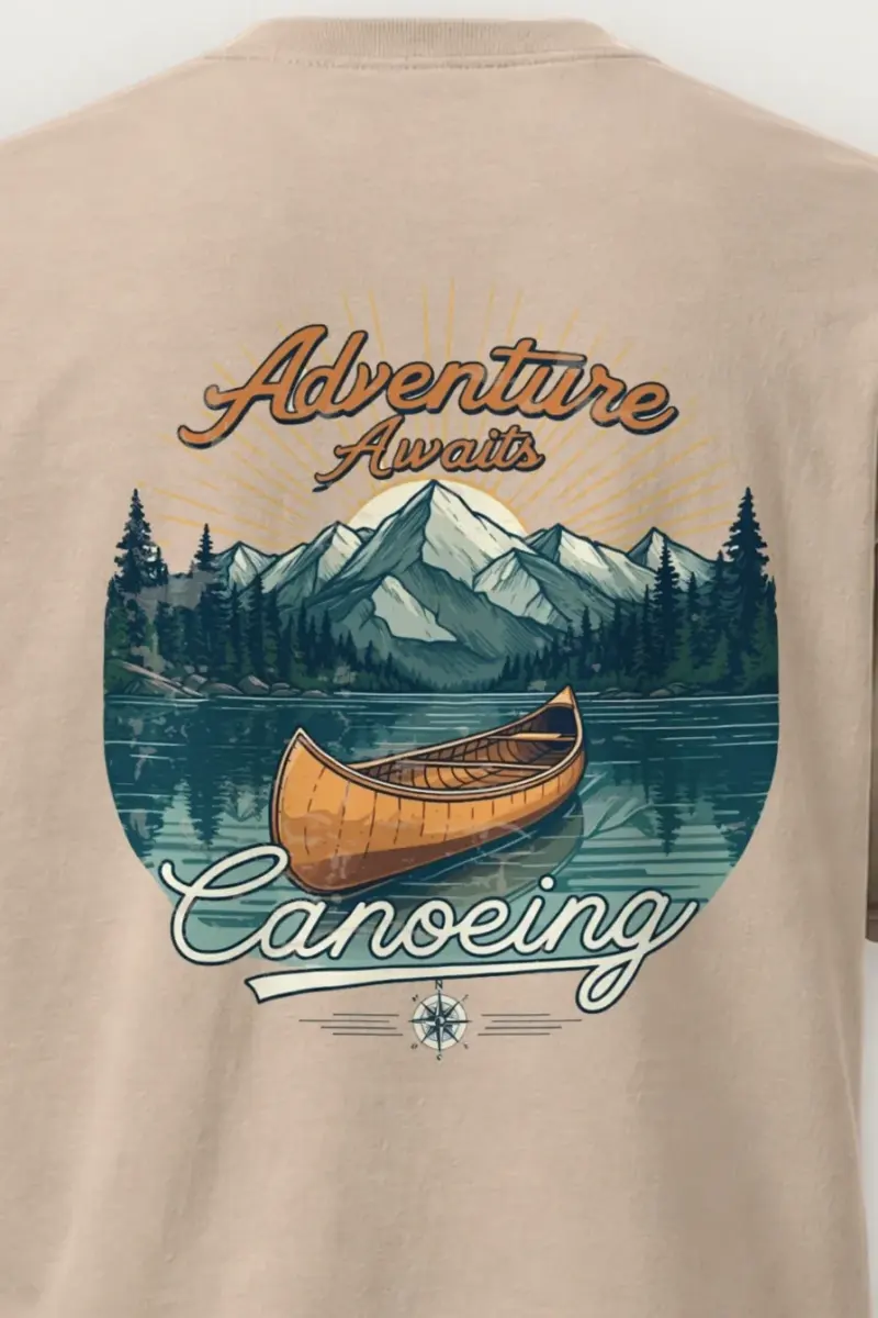 "Adventure Awaits Canoeing" Heavyweight Unisex Crewneck T-shirt
