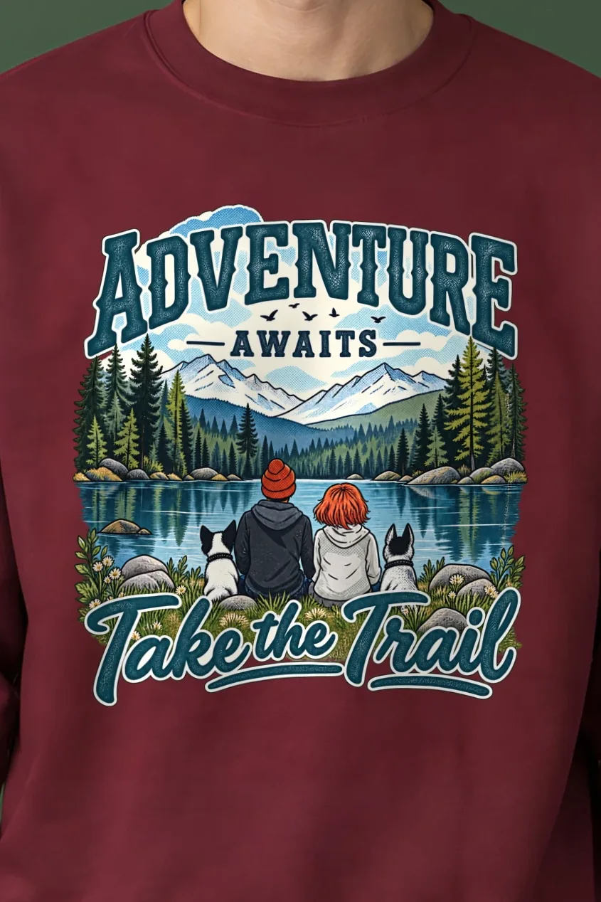 "Adventure Awaits" 1 Crewneck Sweatshirt - the graphic up close