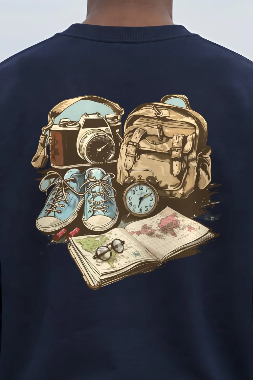 "Adventure Gear Map" 1 Crewneck Sweatshirt - the graphic up close