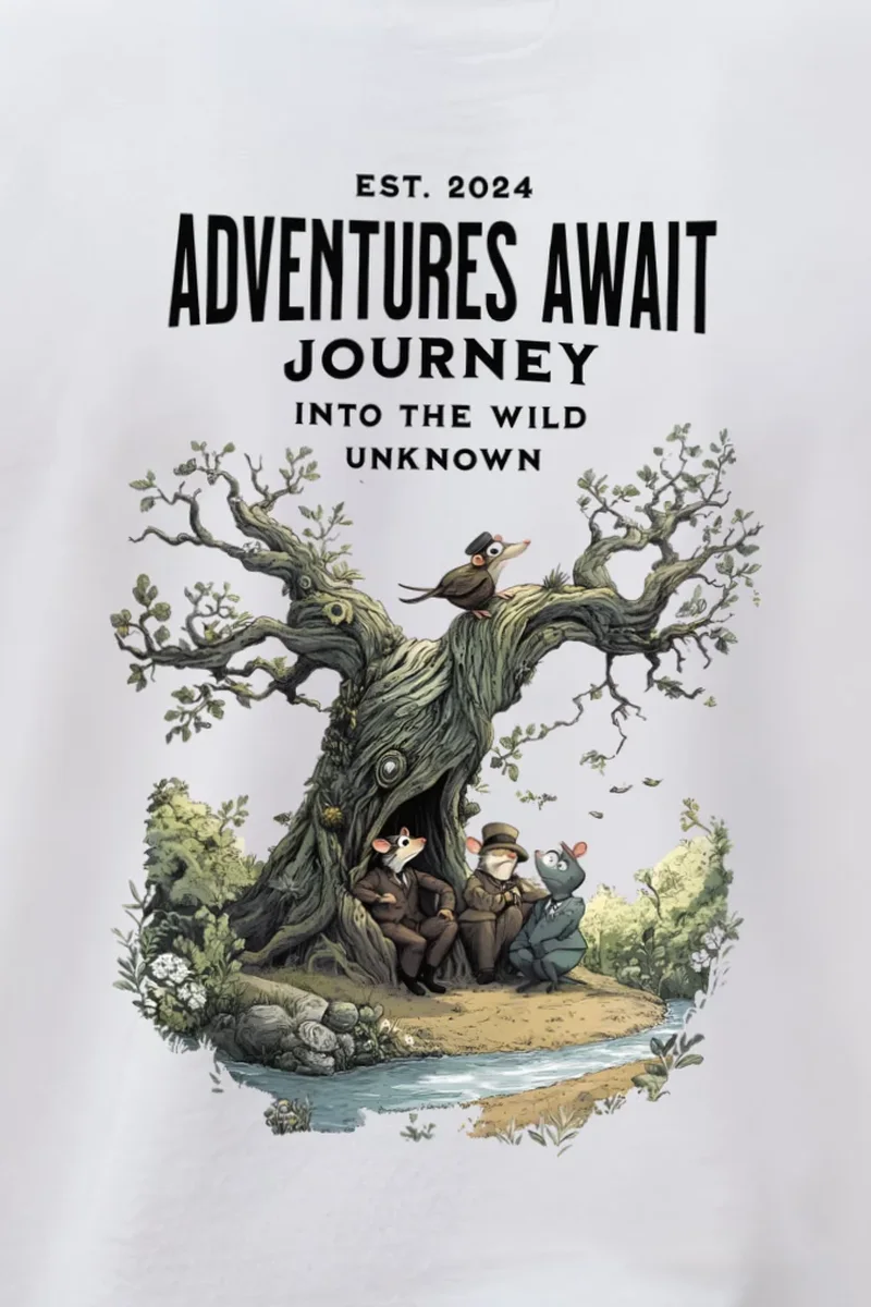 "Adventures Await" 1 Crewneck Sweatshirt - the graphic up close