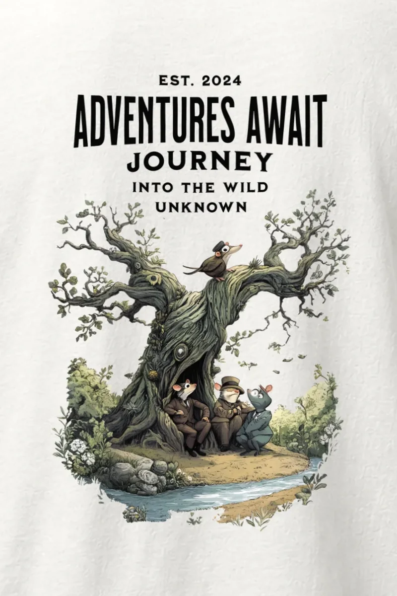 "Adventures Await" Heavyweight Unisex Crewneck T-shirt