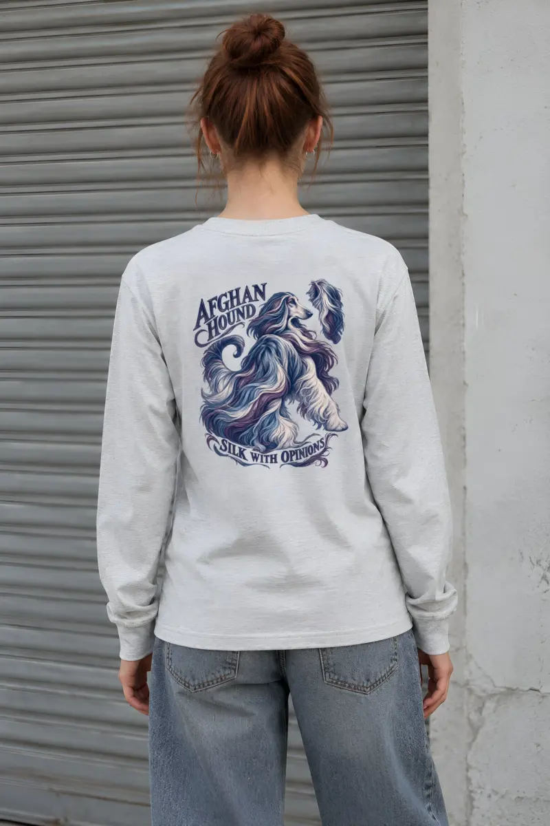 “Afghan Hound Silk With Opinions” Unisex Longsleeve T-shirt