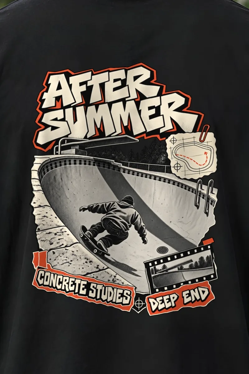 "After Summer" Men’s Oversized Heavyweight Crewneck T-Shirt - the graphic up close