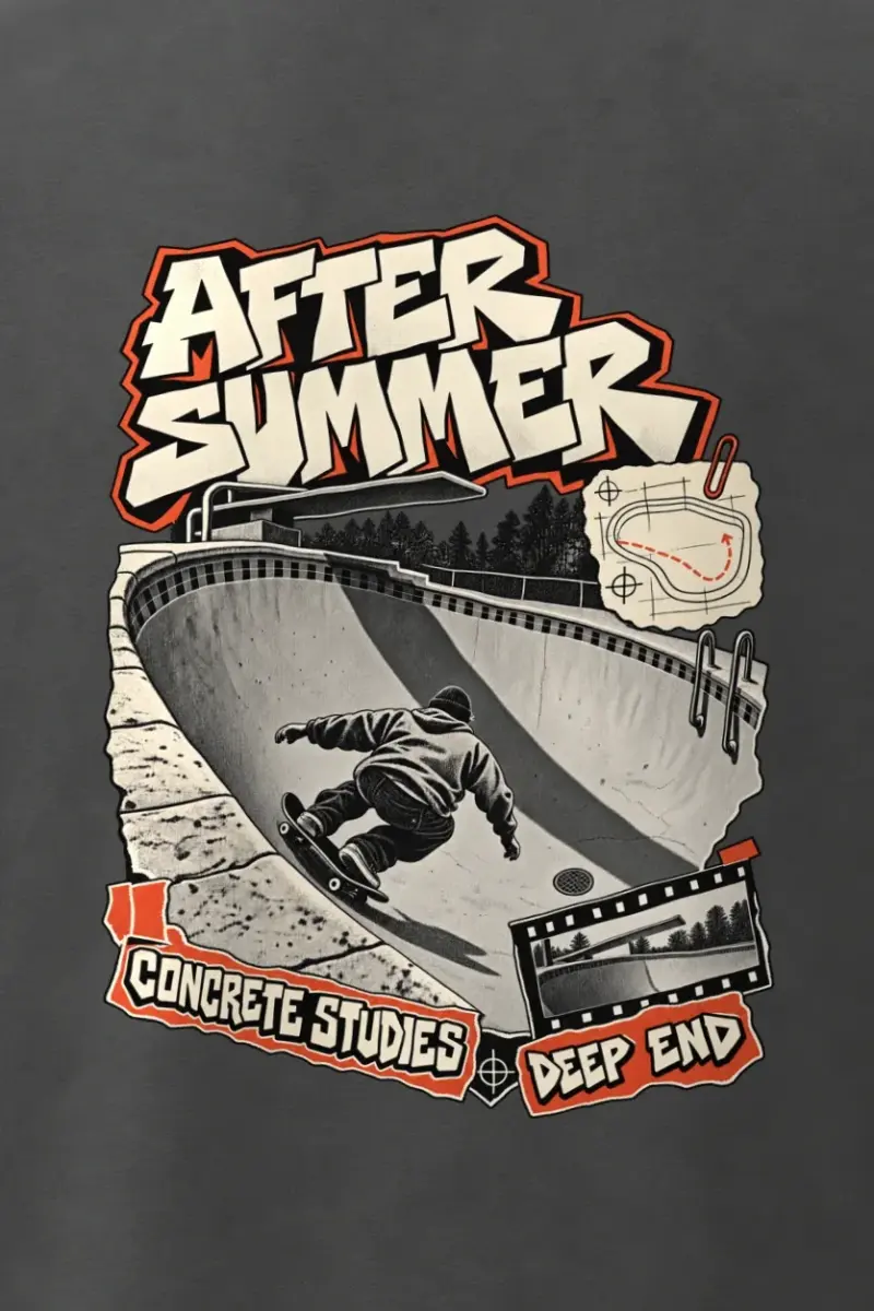 "After Summer" Men’s Oversized Heavyweight Crewneck T-Shirt - the graphic up close