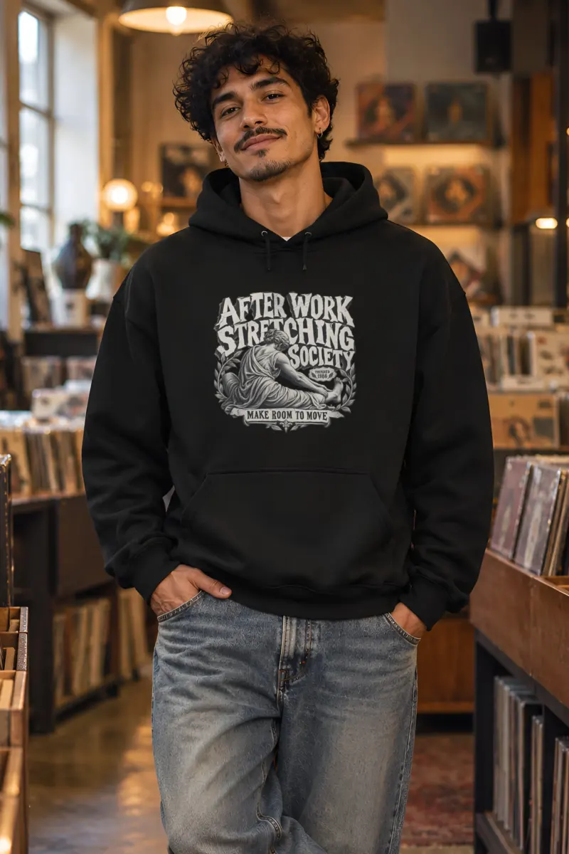 "After Work Stretching Society" Heavy Blend Unisex Pullover Hoodie