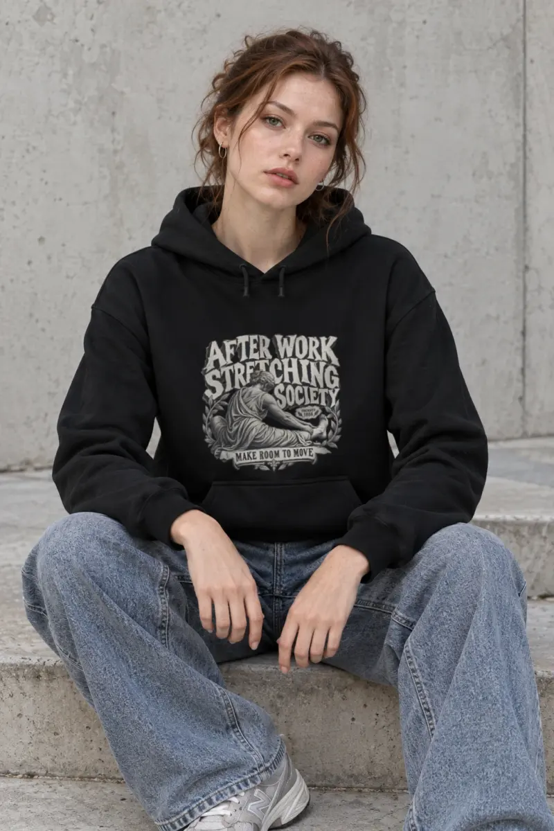 "After Work Stretching Society" Heavy Blend Unisex Pullover Hoodie