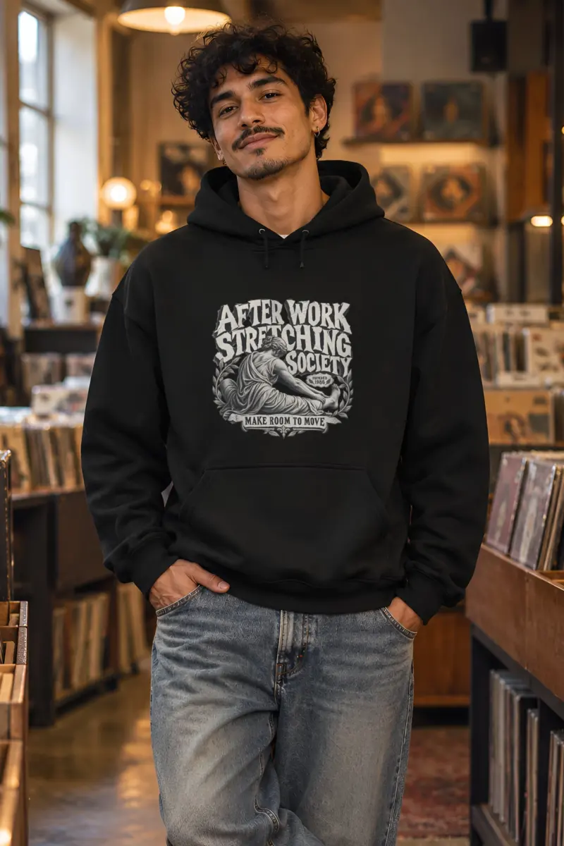 "After Work Stretching Society" Heavy Blend Unisex Pullover Hoodie