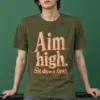 "Aim High. Sit Down First." Heavyweight Unisex Crewneck T-shirt