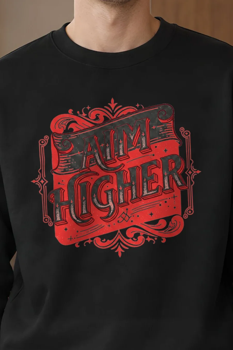 "Aim Higher" 1 Crewneck Sweatshirt - the graphic up close