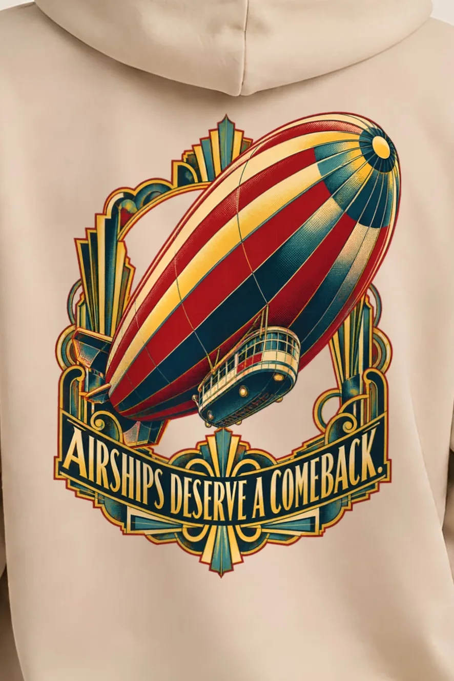 "Airships Deserve A Comeback" Heavy Blend Unisex Pullover Hoodie - the graphic up close