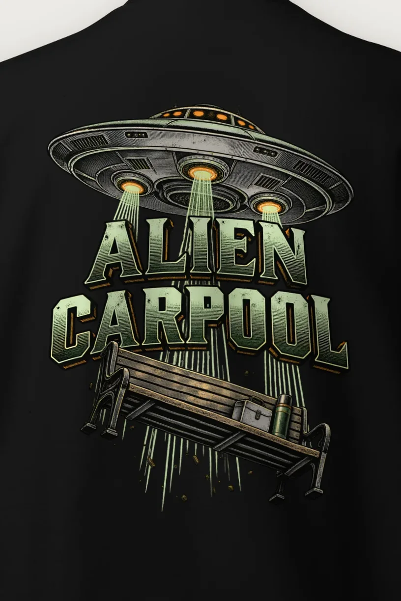 "Alien Carpool" Heavy Blend Unisex Crewneck Sweatshirt - the graphic up close