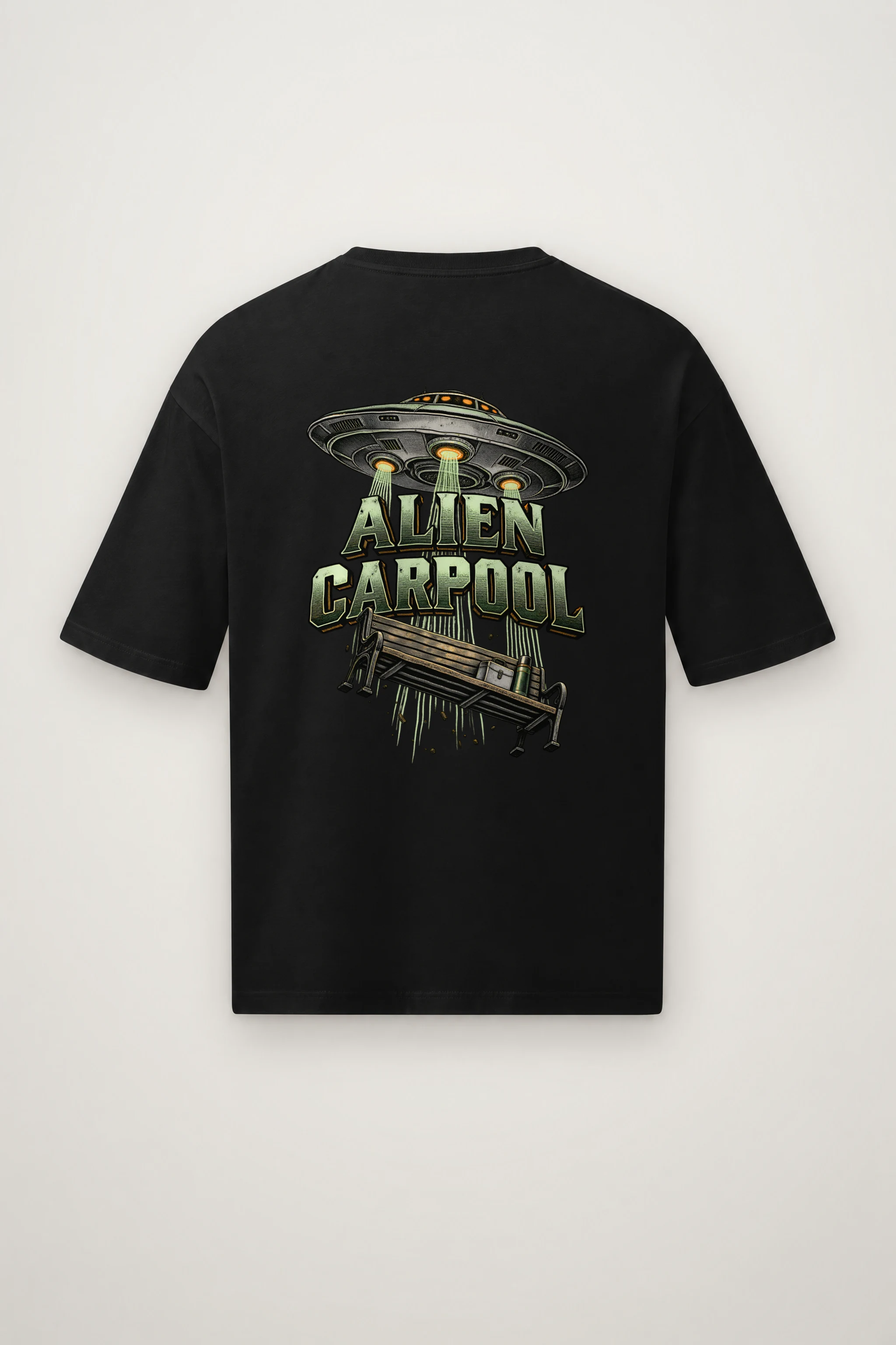 "Alien Carpool" Men's Oversized Heavyweight Crewneck T-Shirt