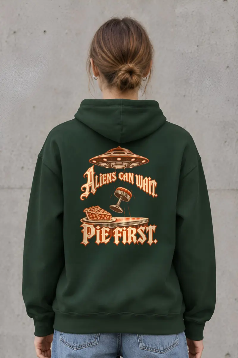 "Aliens Can Wait Pie First" Heavy Blend Unisex Pullover Hoodie