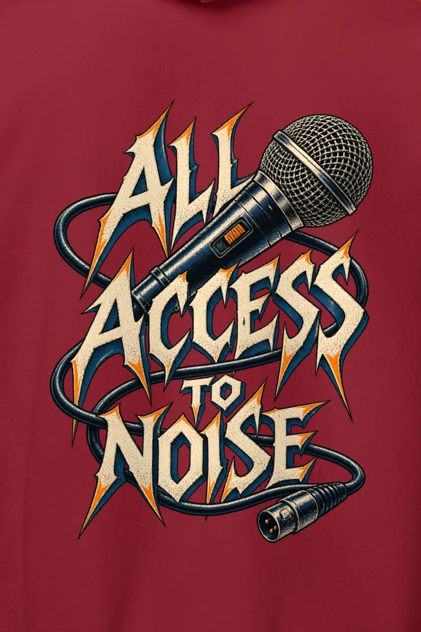 "All Access to Noise" Heavy Blend Unisex Pullover Hoodie - the graphic up close