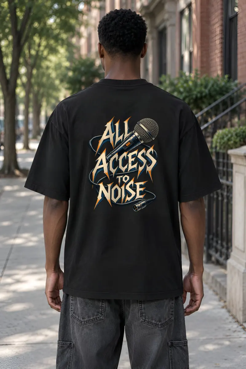 "All Access to Noise" Unisex Oversized Heavyweight Crewneck T-Shirt