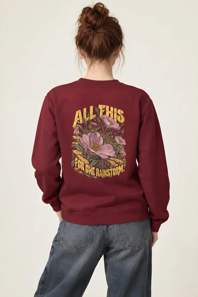 "All This for One Rainstorm" Heavy Blend Unisex Crewneck Sweatshirt