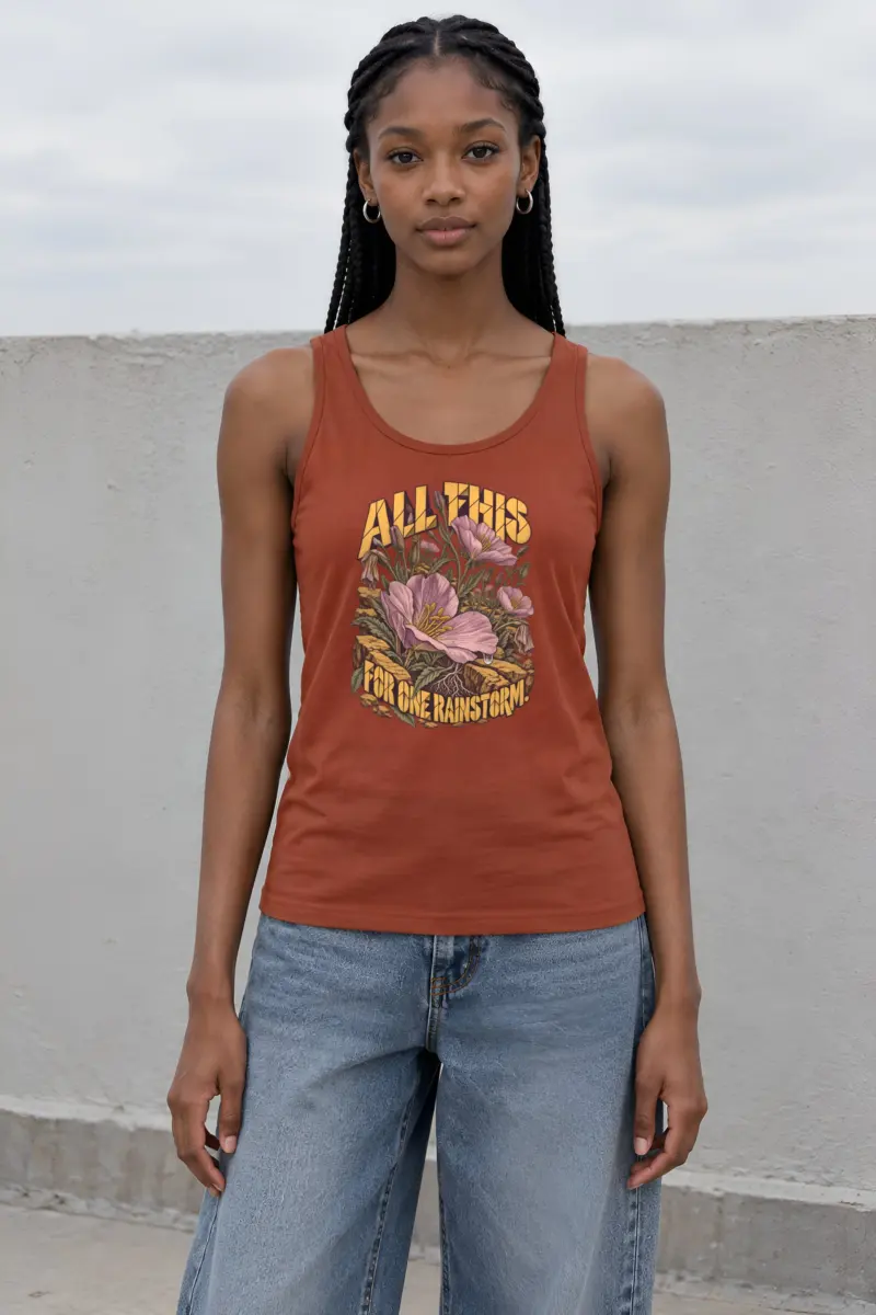 “All This For One Rainstorm” Unisex Jersey Tank