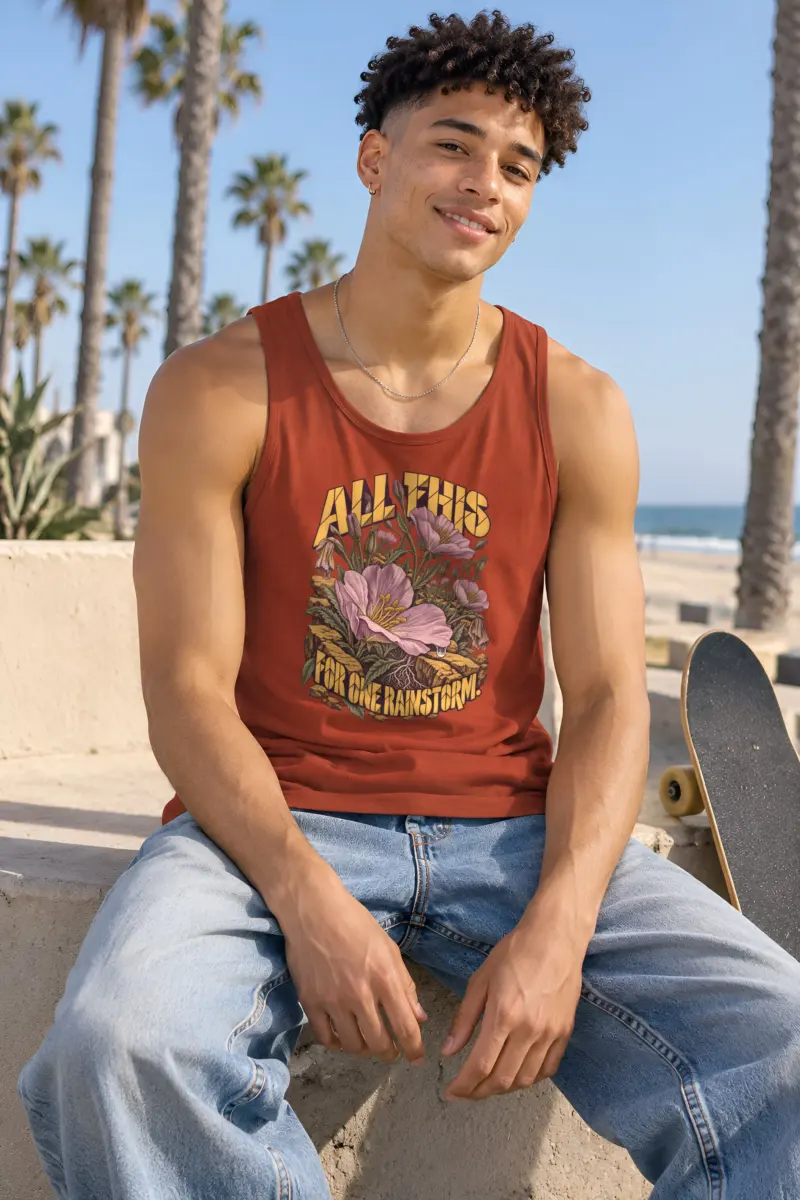 "All This For One Rainstorm" Unisex Jersey Tank