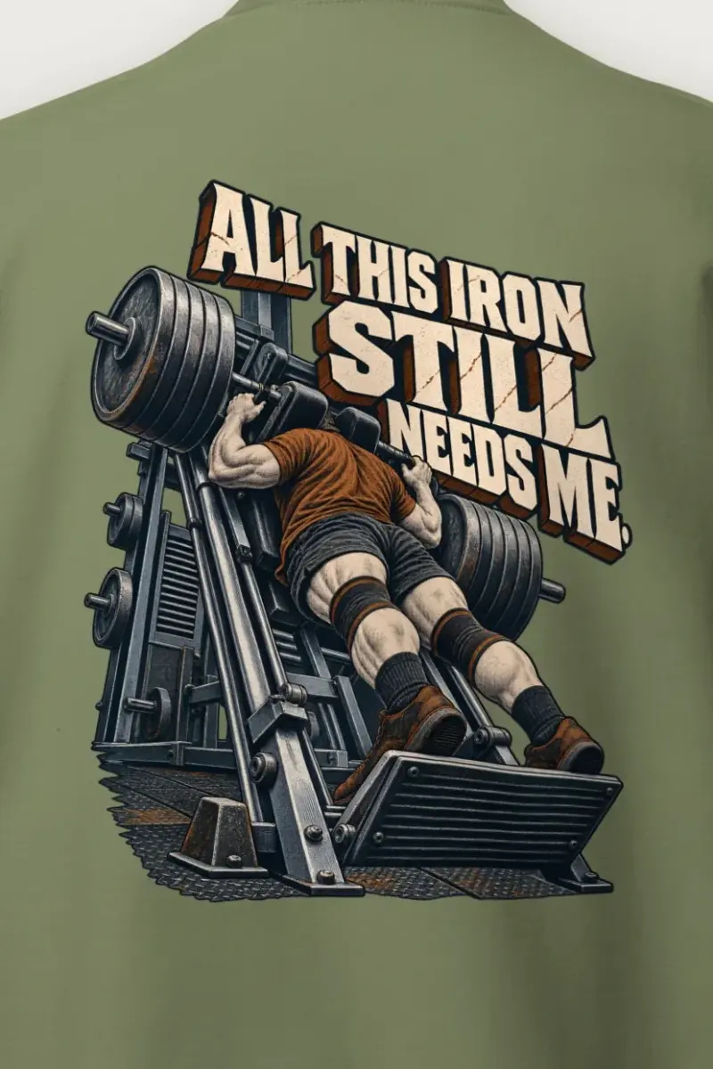 "All This Iron Still Needs Me" Heavy Blend Unisex Crewneck Sweatshirt - the graphic up close
