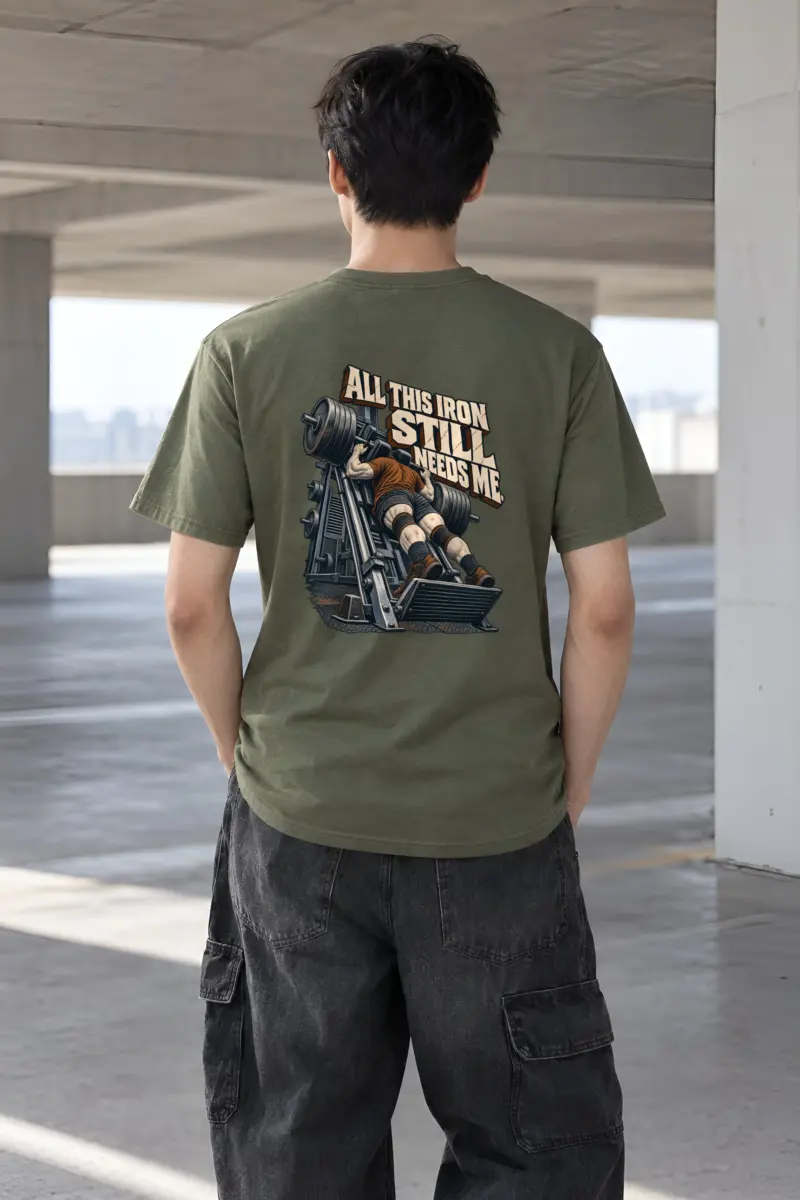 “All This Iron Still Needs Me” Heavyweight Unisex Crewneck T-shirt