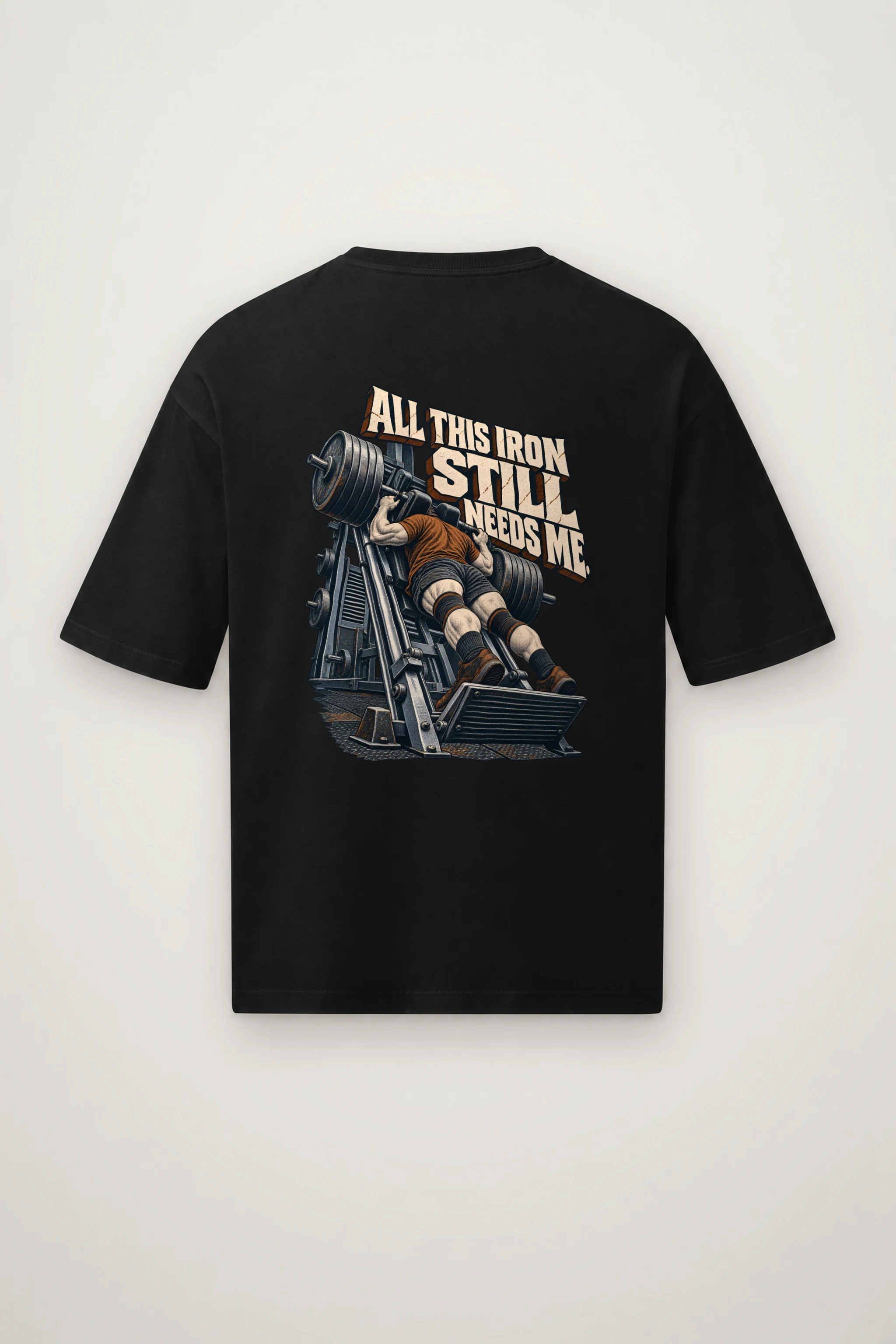 "All This Iron Still Needs Me" Men's Oversized Heavyweight Crewneck T-Shirt