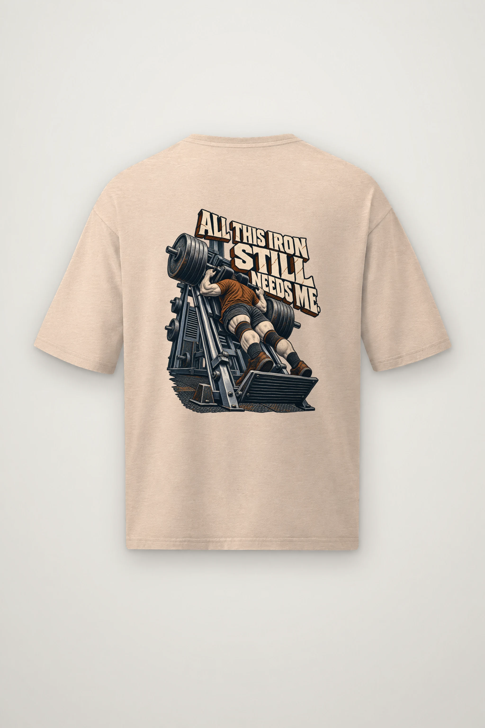 "All This Iron Still Needs Me" Men's Oversized Heavyweight Crewneck T-Shirt