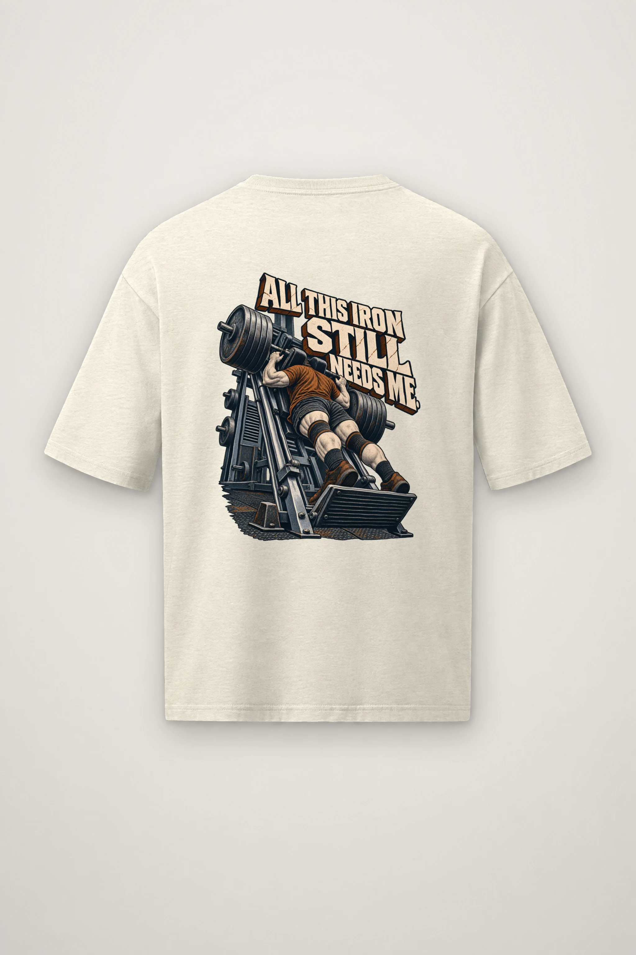 "All This Iron Still Needs Me" Men's Oversized Heavyweight Crewneck T-Shirt
