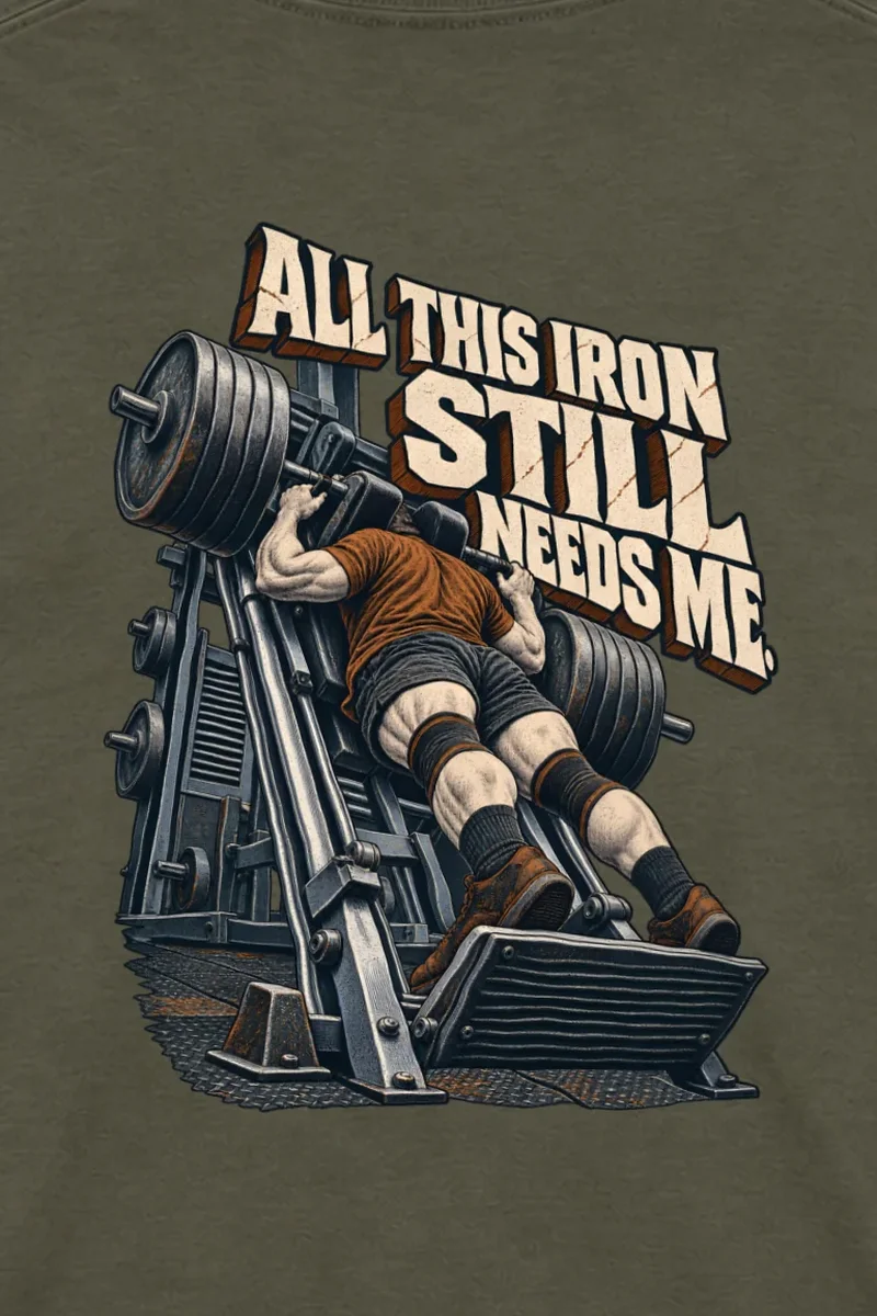 "All This Iron Still Needs Me" Unisex Longsleeve T-shirt - the graphic up close