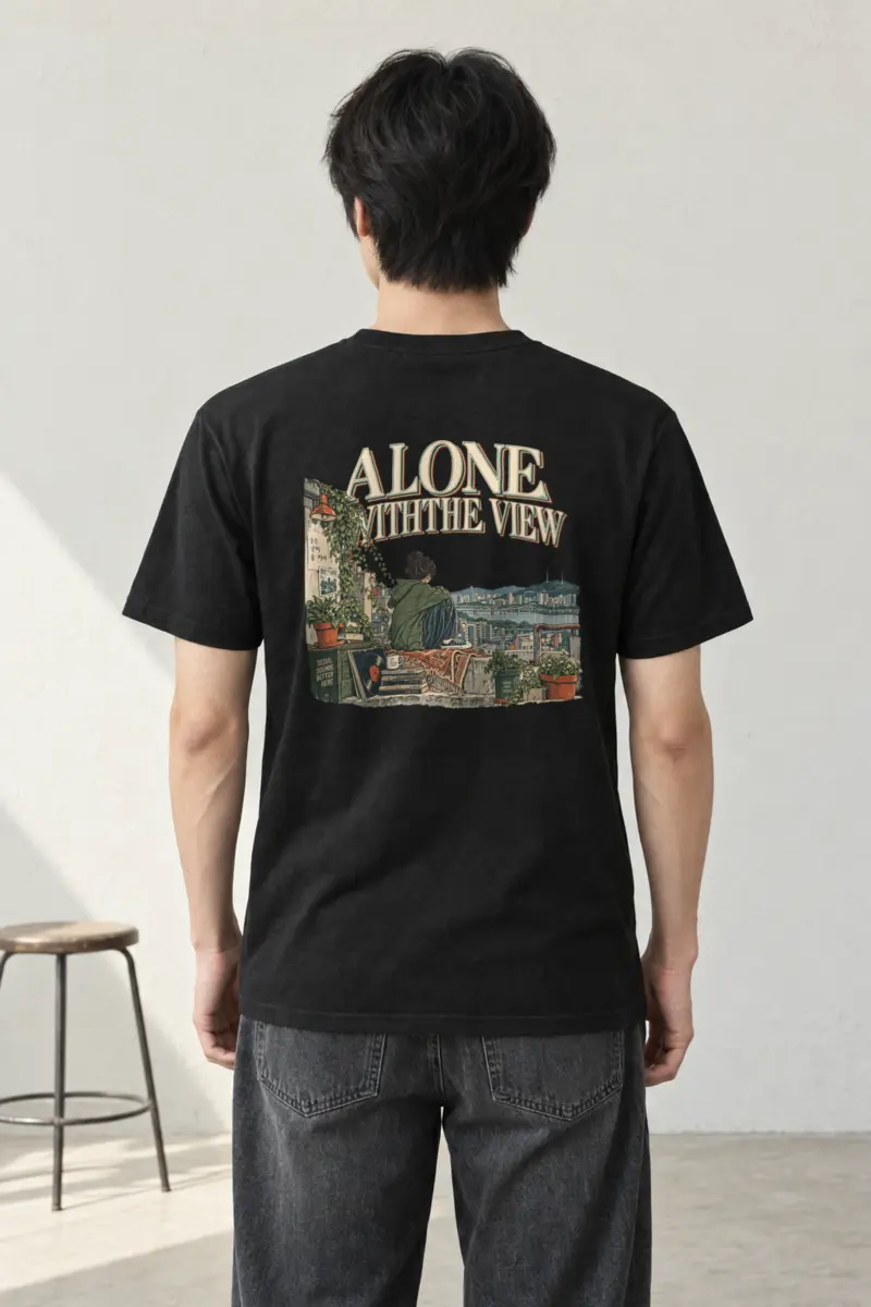 "Alone With the View" Heavyweight Unisex Crewneck T-shirt