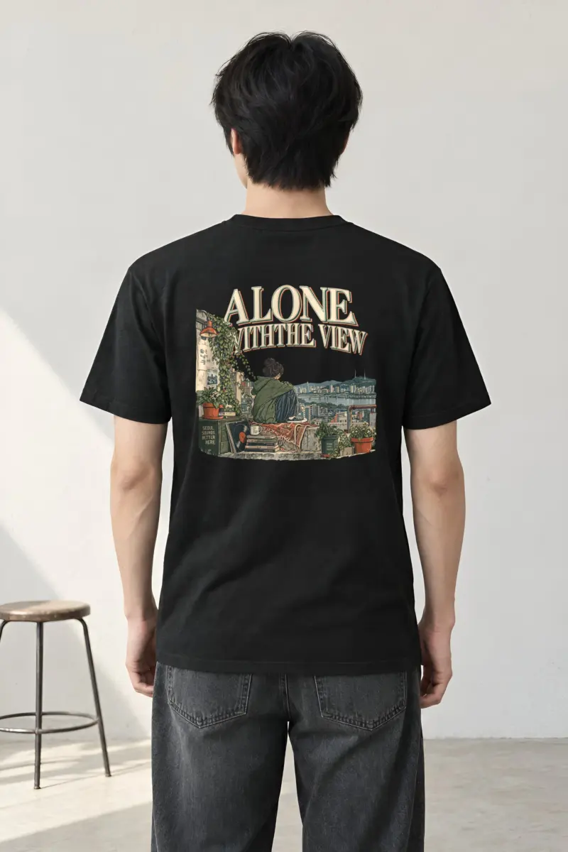 "Alone With the View" Heavyweight Unisex Crewneck T-shirt