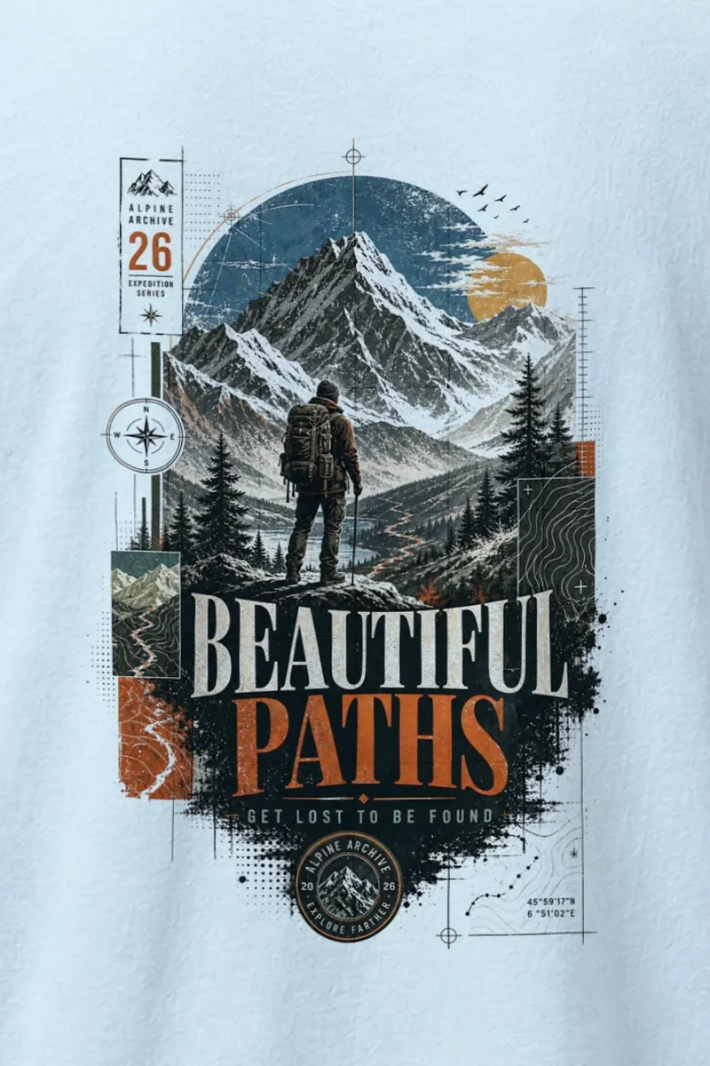 "Alpine Archive Expedition" Heavyweight Unisex Crewneck T-shirt