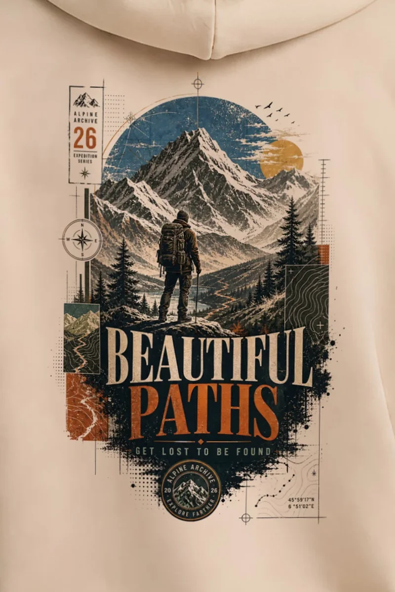 "Alpine Archive" 1 Pullover Hoodie - the graphic up close