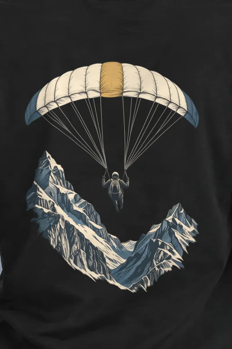 "Alpine Descent" Heavyweight Unisex Crewneck T-shirt - the graphic up close