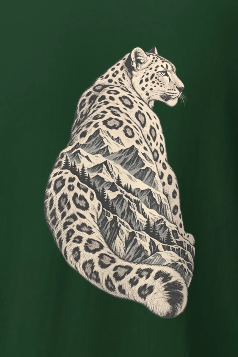 "Alpine Leopard Engraving" Heavyweight Unisex Crewneck T-shirt