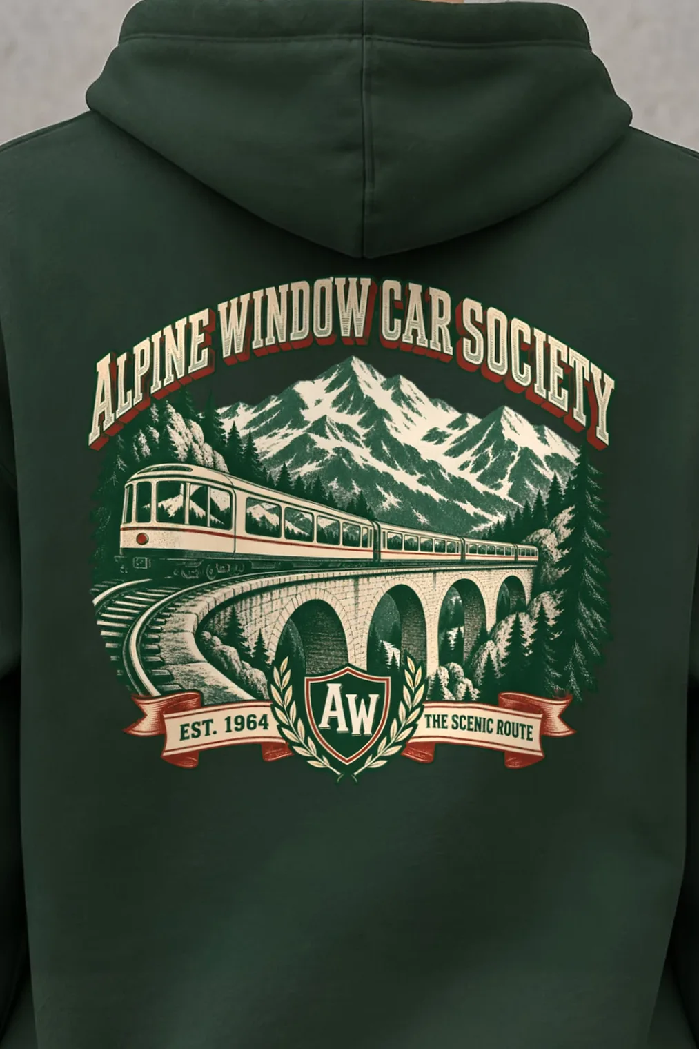 "Alpine Window Car Society" Heavy Blend Unisex Pullover Hoodie - the graphic up close