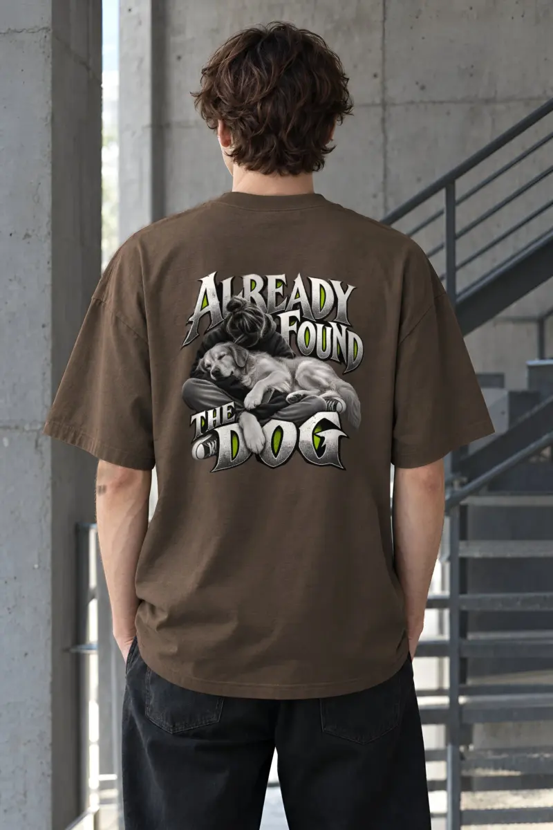 "Already Found the Dog" Unisex Oversized Heavyweight Crewneck T-Shirt