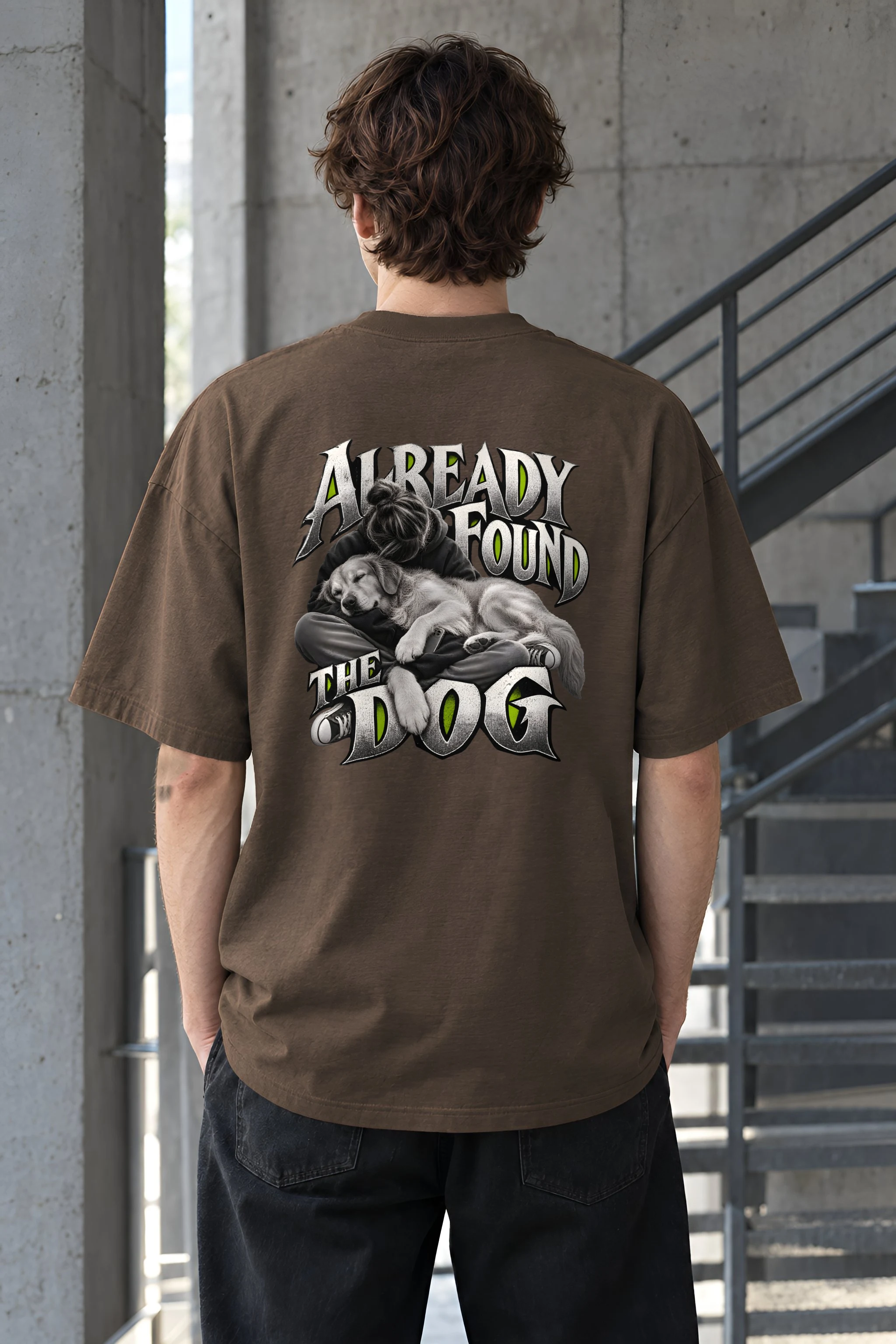 "Already Found the Dog" Unisex Oversized Heavyweight Crewneck T-Shirt