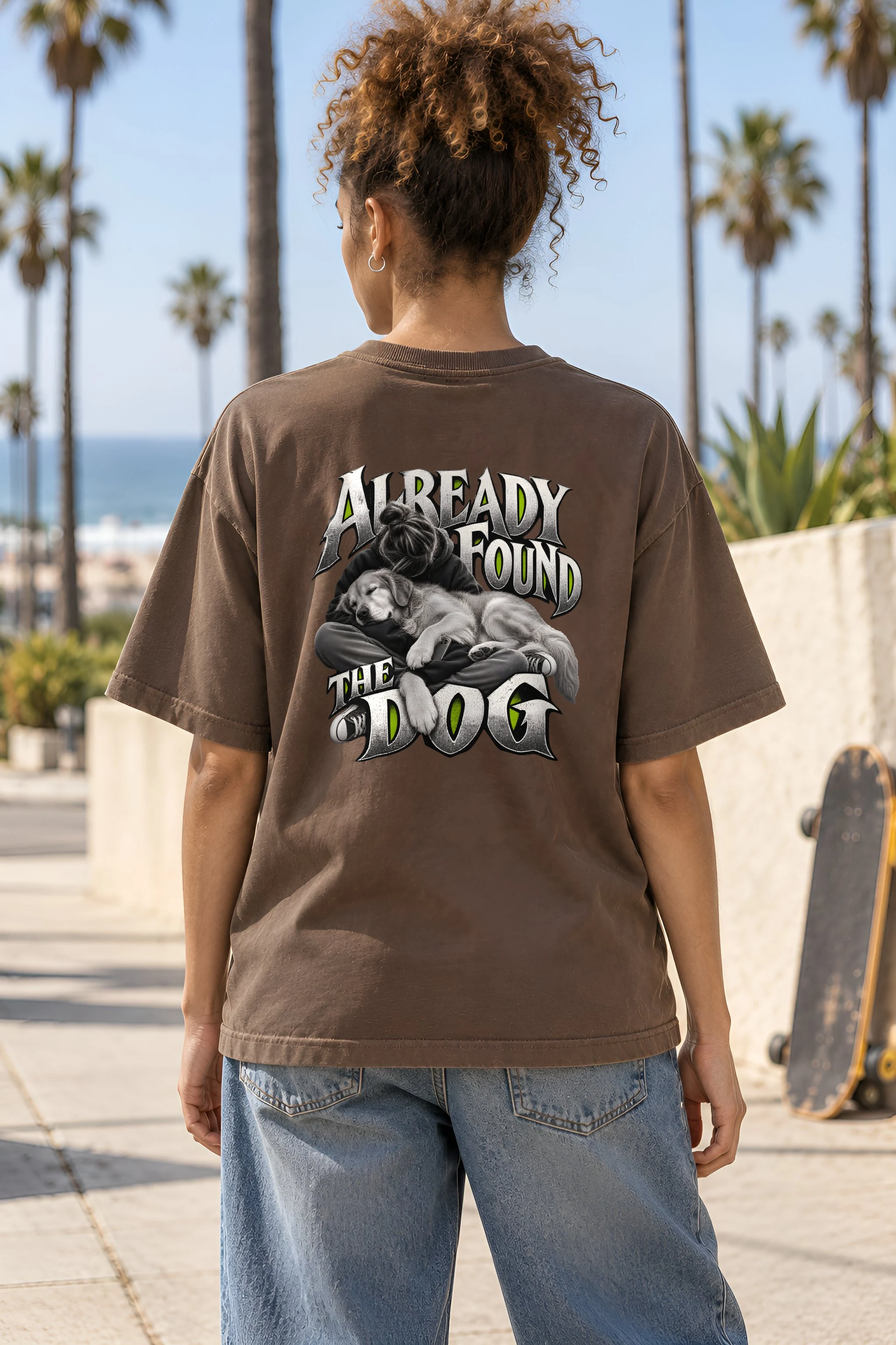 "Already Found the Dog" Unisex Oversized Heavyweight Crewneck T-Shirt