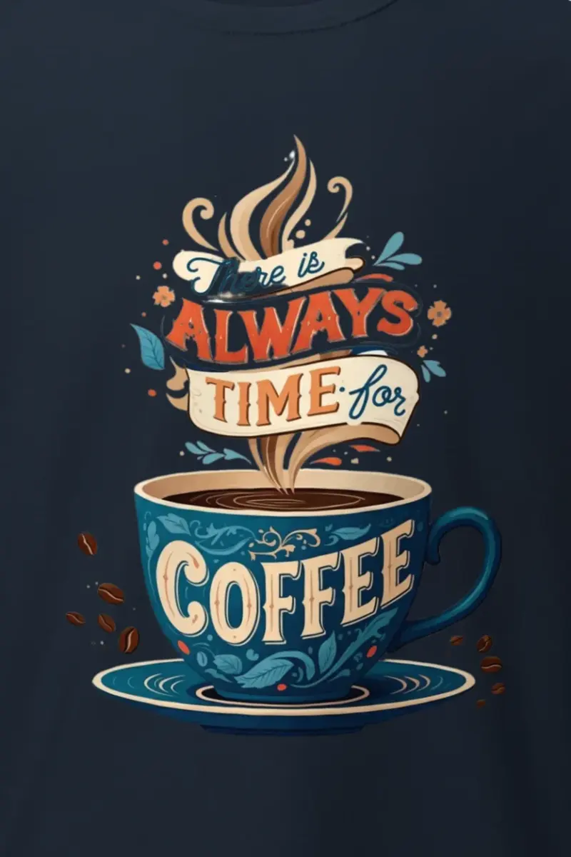 "Always Time For Coffee" Heavyweight Unisex Crewneck T-shirt