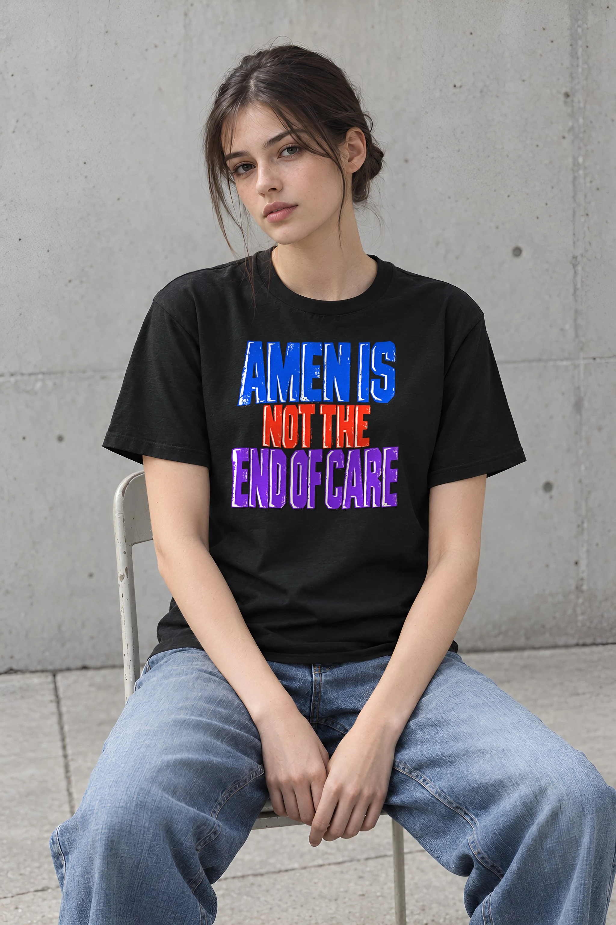 "Amen Is Not The End Of Care" Heavyweight Unisex Crewneck T-shirt