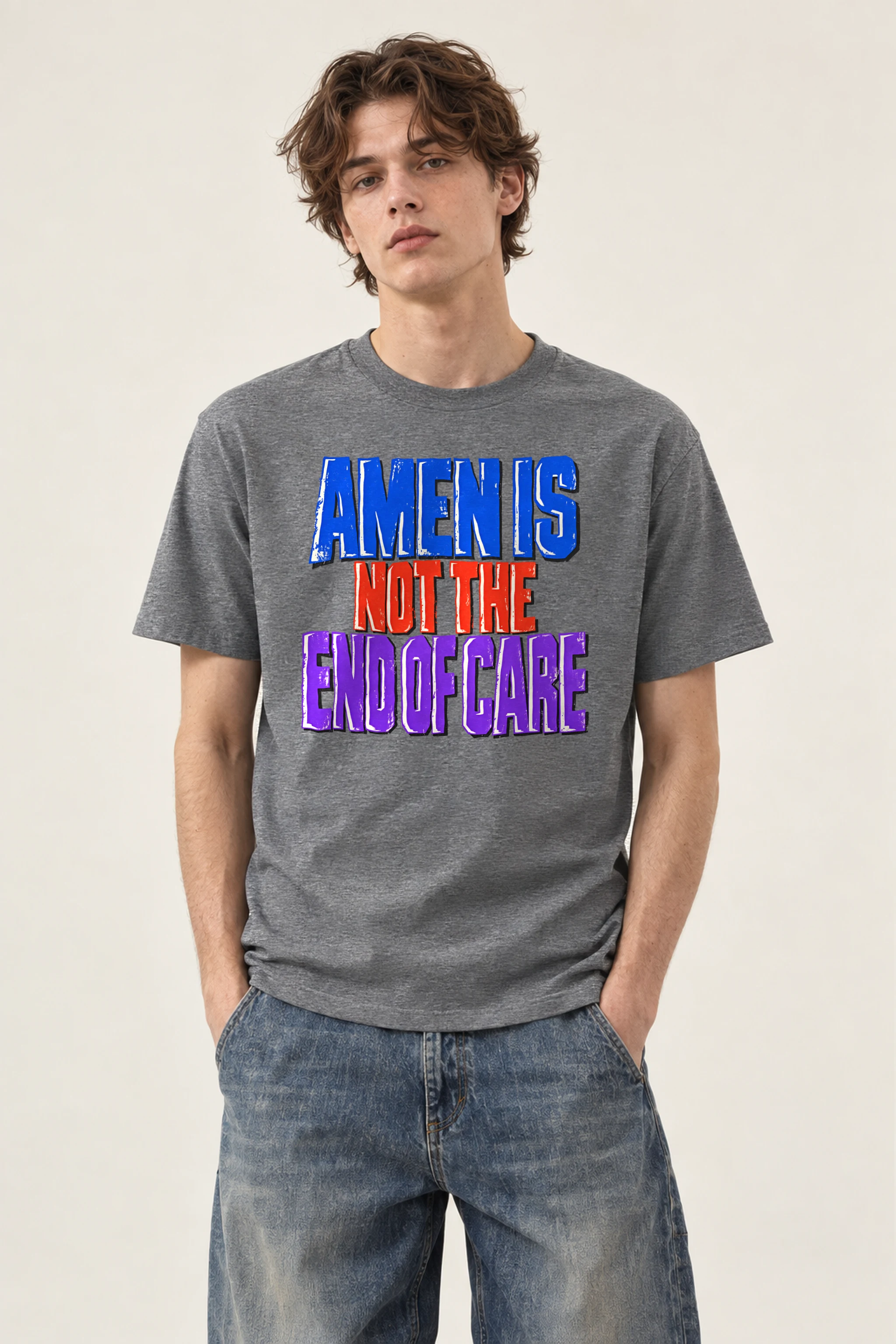 "Amen Is Not The End Of Care" Heavyweight Unisex Crewneck T-shirt