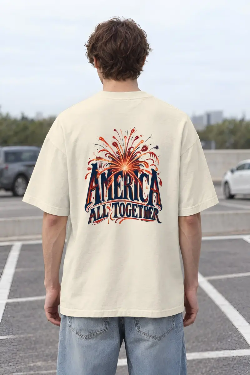 "America All Together" Unisex Oversized Heavyweight Crewneck T-Shirt