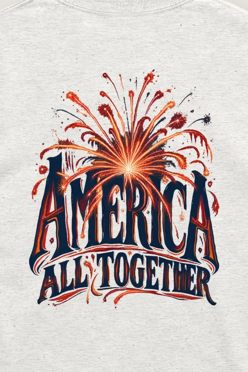 "America All Together" Unisex Longsleeve T-shirt - the graphic up close