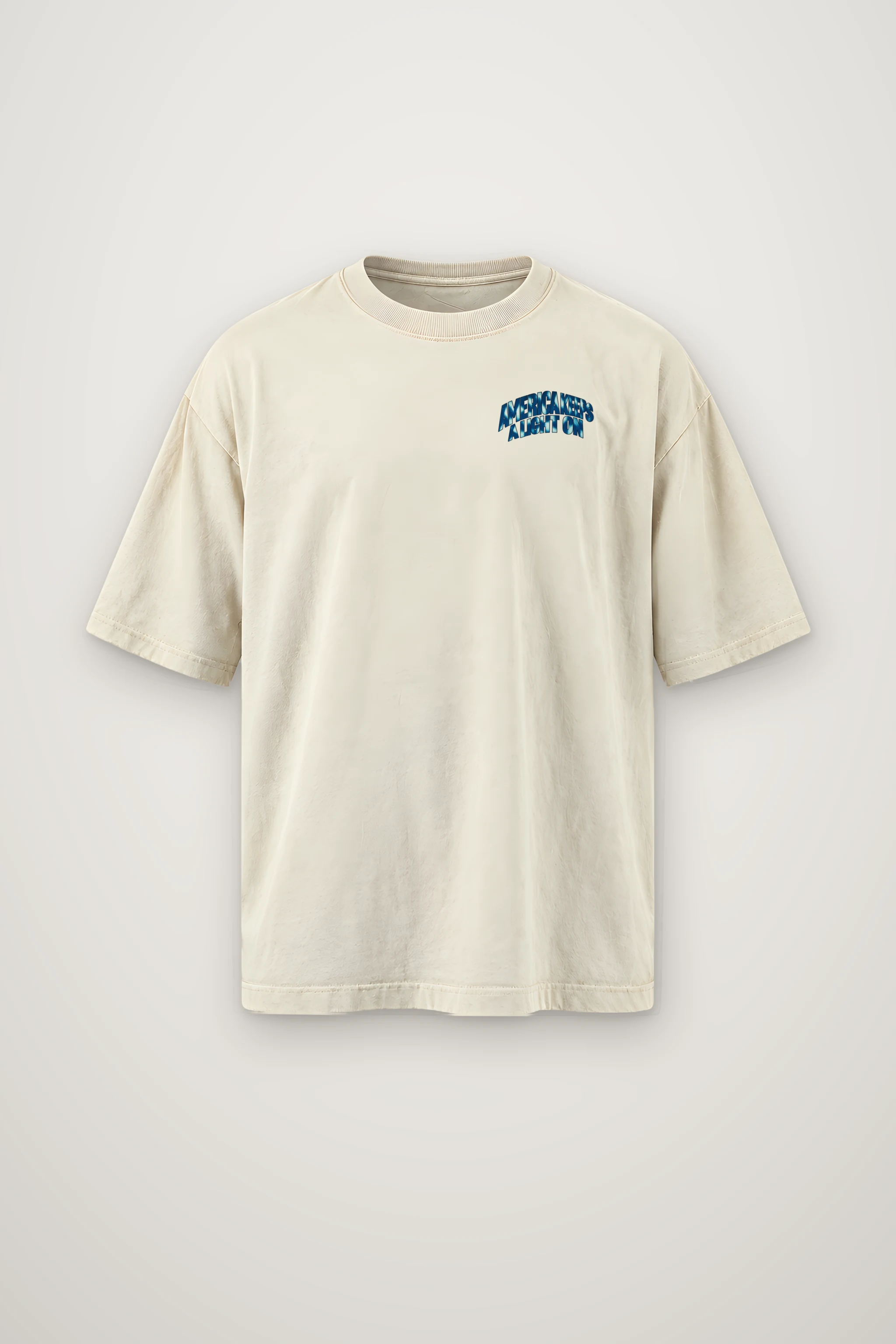 "America Keeps a Light On" Men's Oversized Heavyweight Crewneck T-Shirt