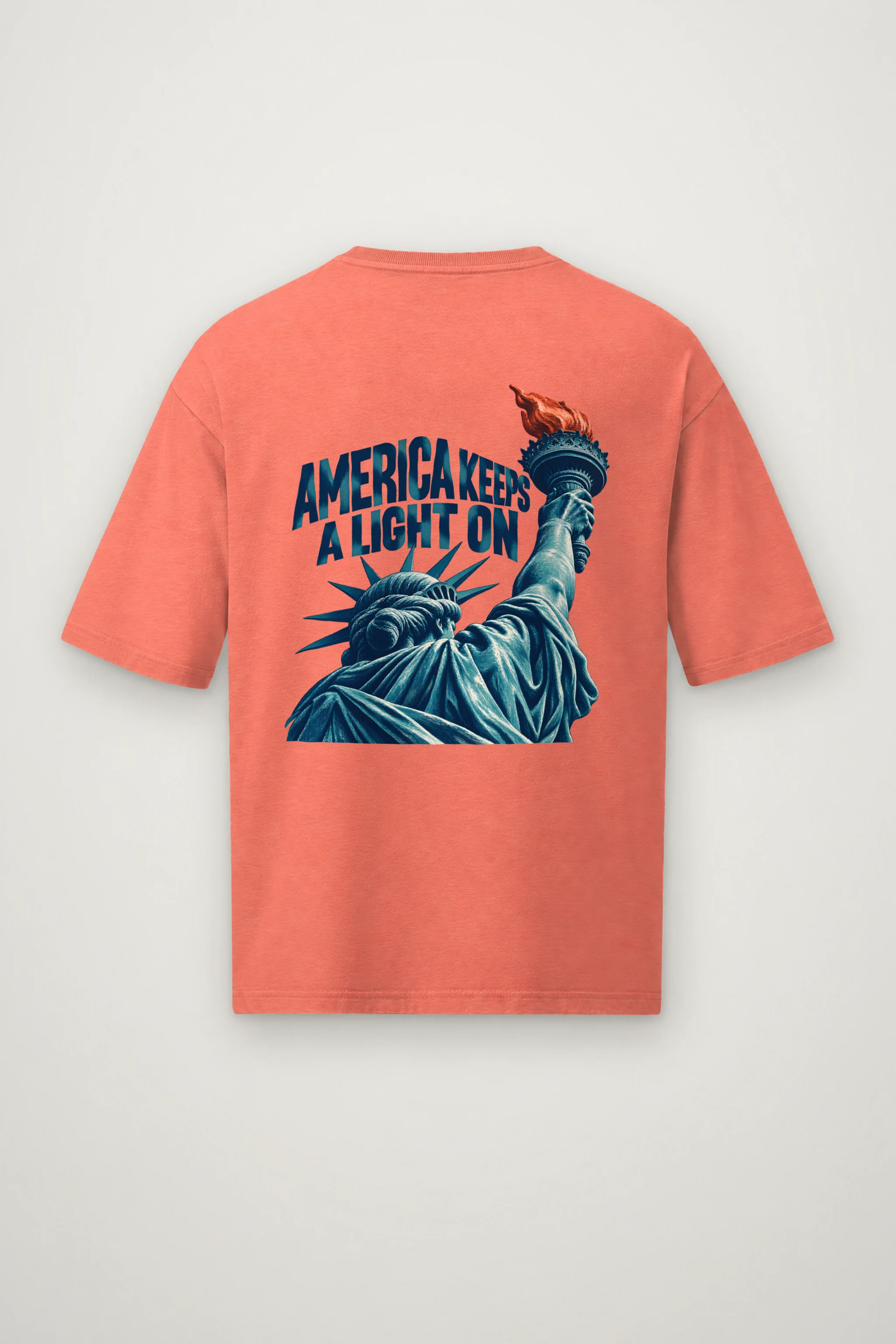 "America Keeps a Light On" Men's Oversized Heavyweight Crewneck T-Shirt