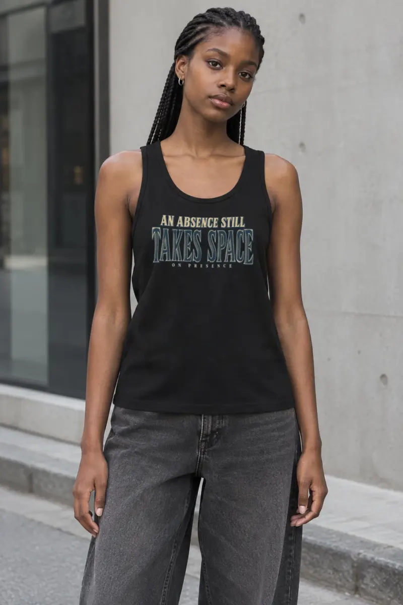 “An Absence Still Takes Space” Unisex Jersey Tank