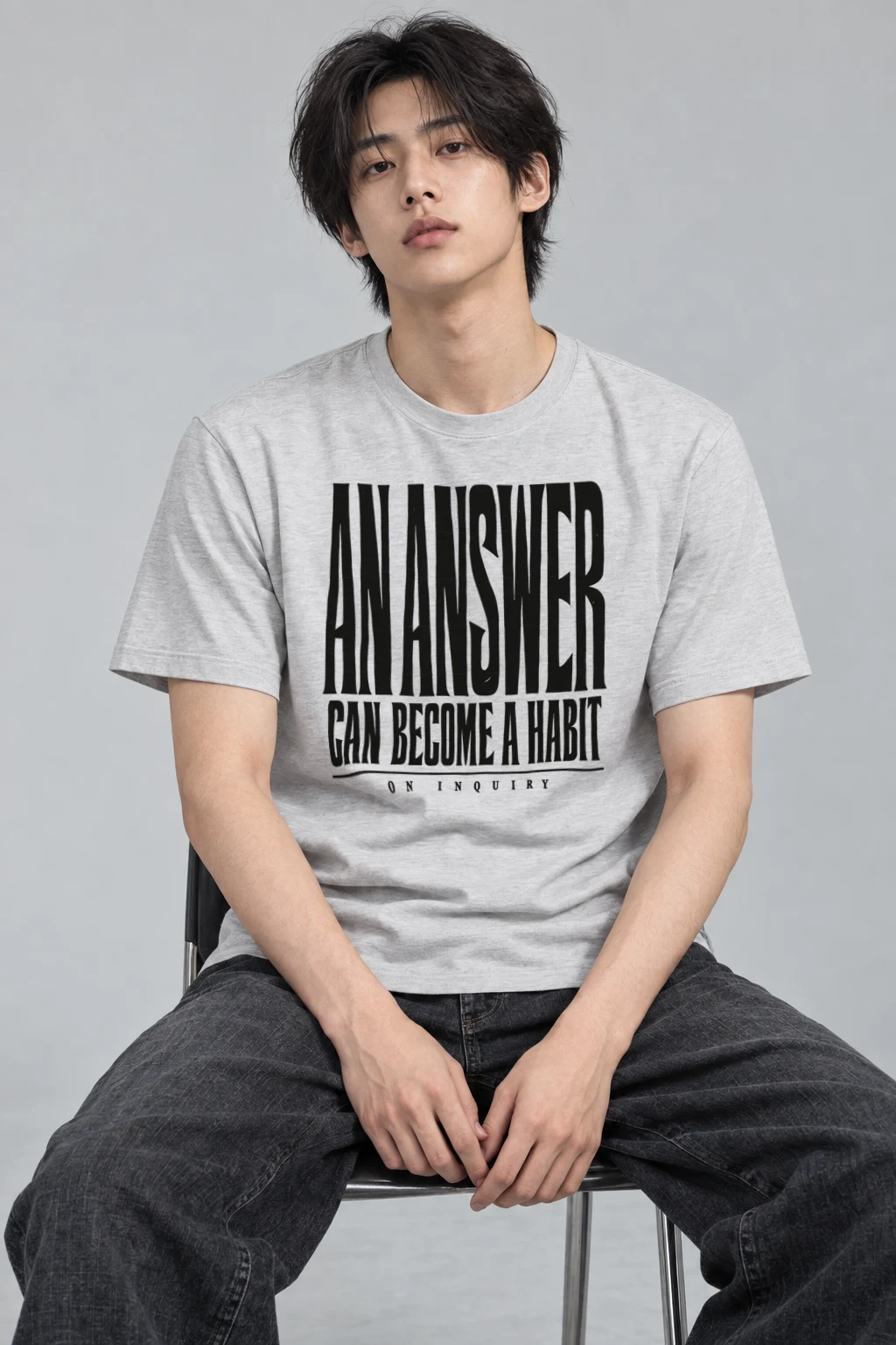 "An Answer Can Become a Habit" Heavyweight Unisex Crewneck T-shirt
