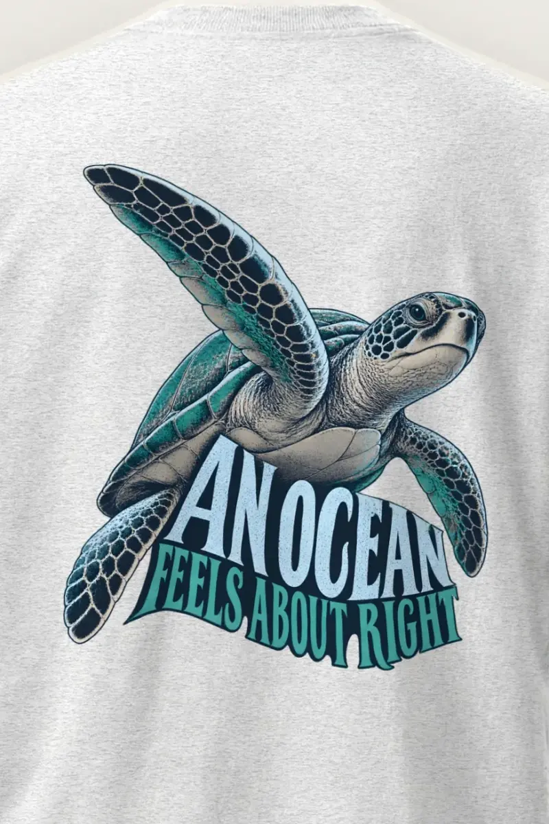 "An Ocean Feels About Right" Heavyweight Unisex Crewneck T-shirt - the graphic up close