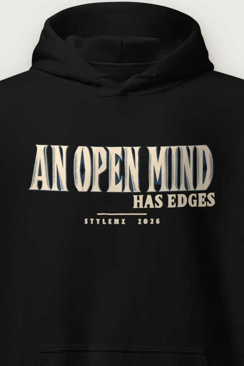 "An Open Mind Has Edges" Heavy Blend Unisex Pullover Hoodie - the graphic up close